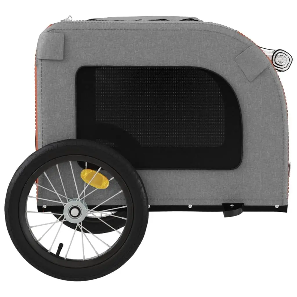 Pet Bike Trailer Orange Oxford Fabric Iron Frame 2 Wheels Zippered Doors Mesh