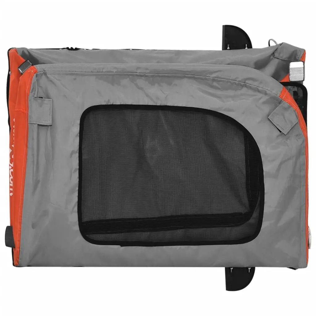 Pet Bike Trailer Orange Oxford Fabric Iron Frame 2 Wheels Zippered Doors Mesh