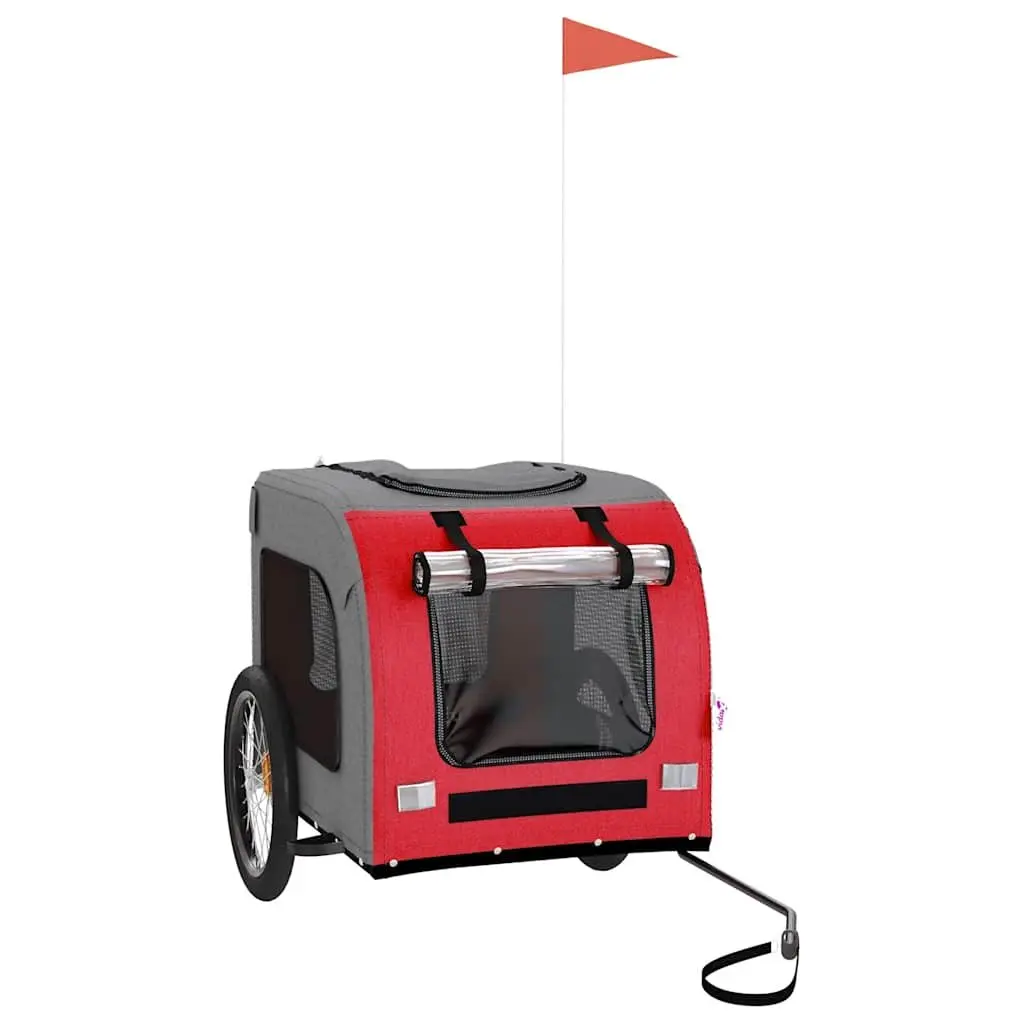 Pet Bike Trailer Red Oxford Fabric Iron Frame Small Dogs