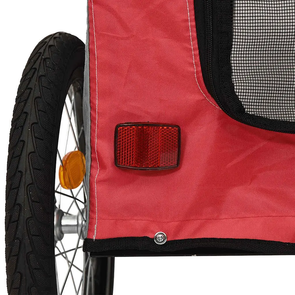 Pet Bike Trailer Red Oxford Fabric Iron Frame Small Dogs