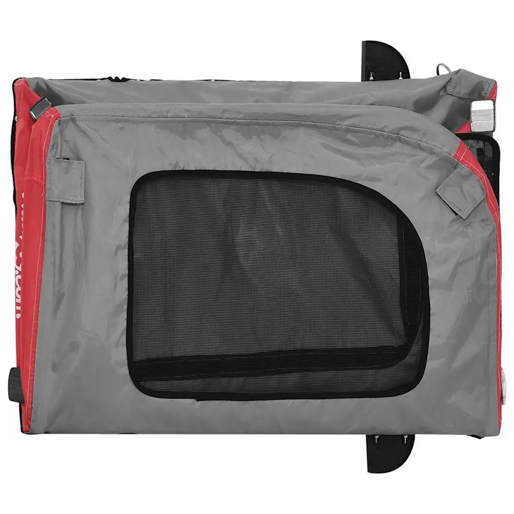 Pet Bike Trailer Red Oxford Fabric Iron Frame Small Dogs