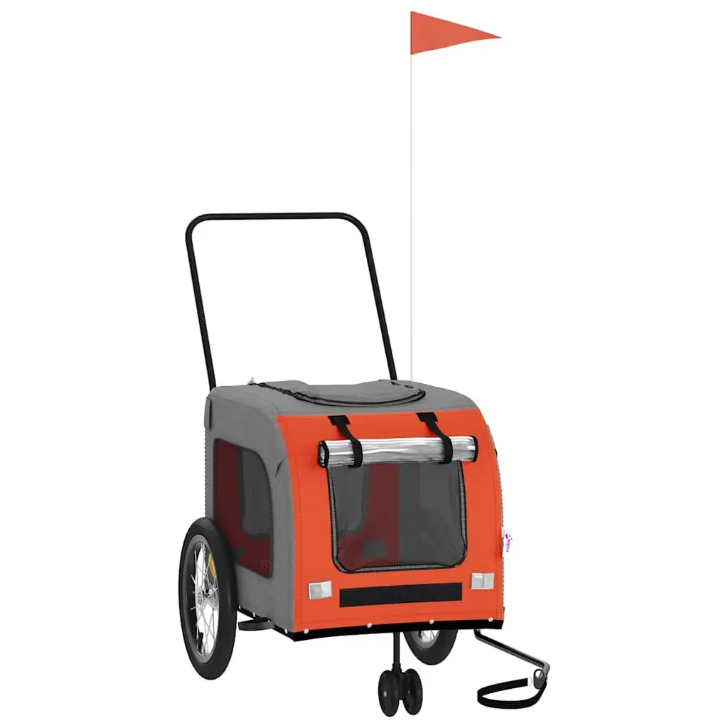 Pet Bike Trailer Orange Oxford Fabric Iron Frame Small Size