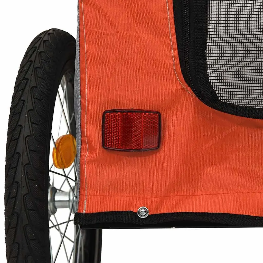 Pet Bike Trailer Orange Oxford Fabric Iron Frame Small Size