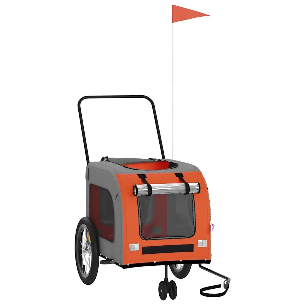 Pet Bike Trailer Orange Oxford Fabric Iron Frame Small Size