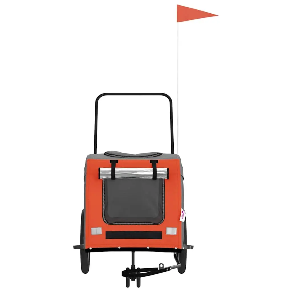 Pet Bike Trailer Orange Oxford Fabric Iron Frame Small Size