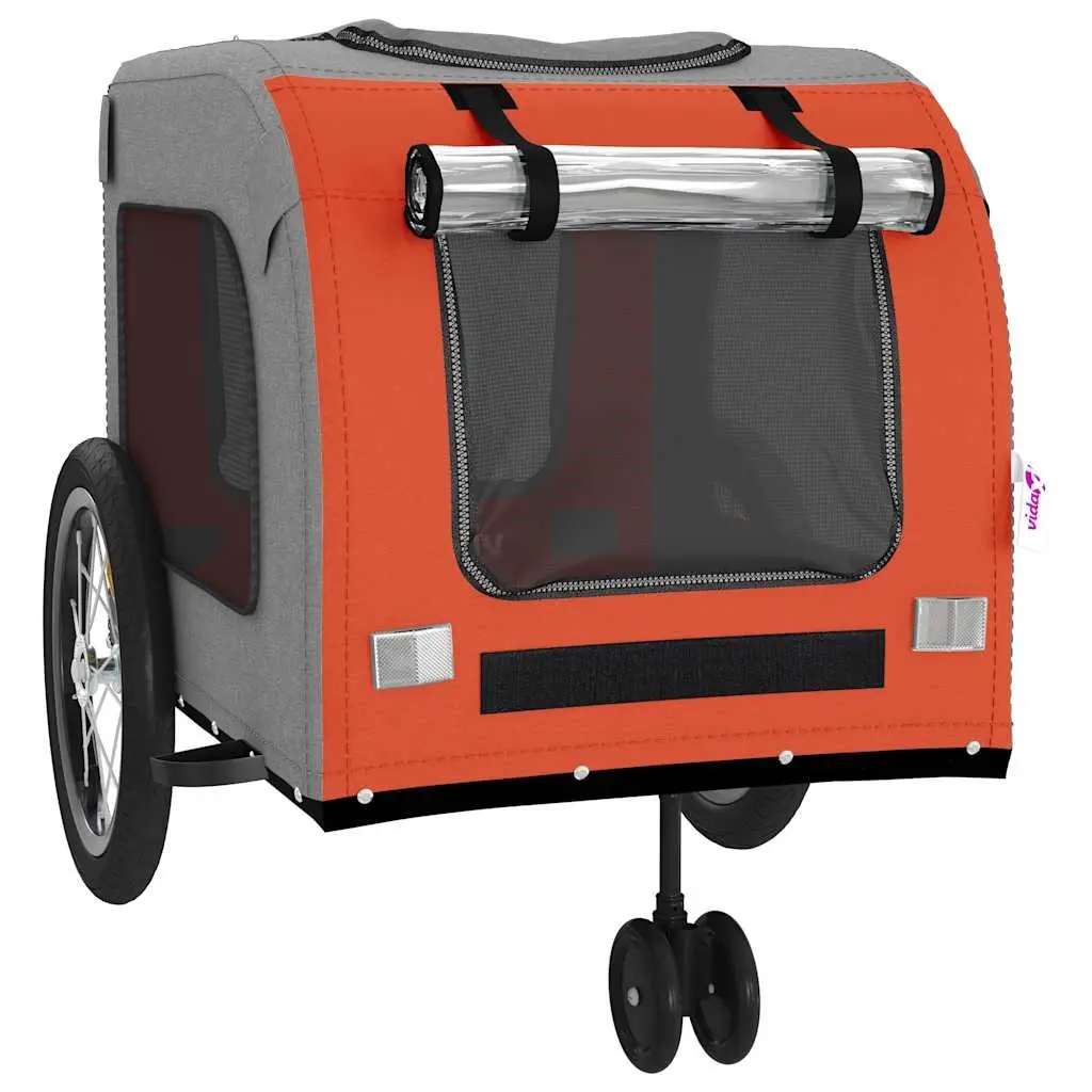 Pet Bike Trailer Orange Oxford Fabric Iron Frame Small Size