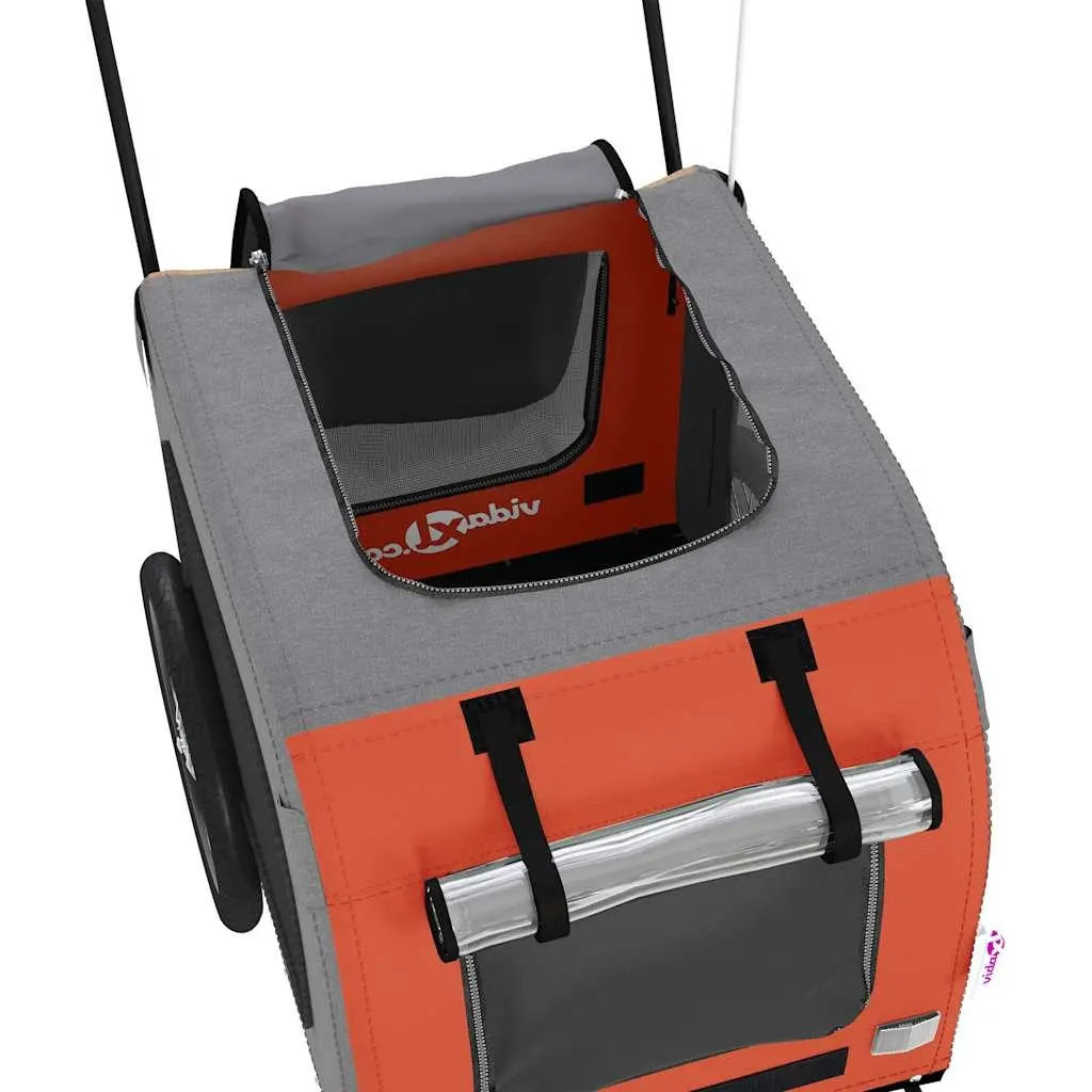 Pet Bike Trailer Orange Oxford Fabric Iron Frame Small Size