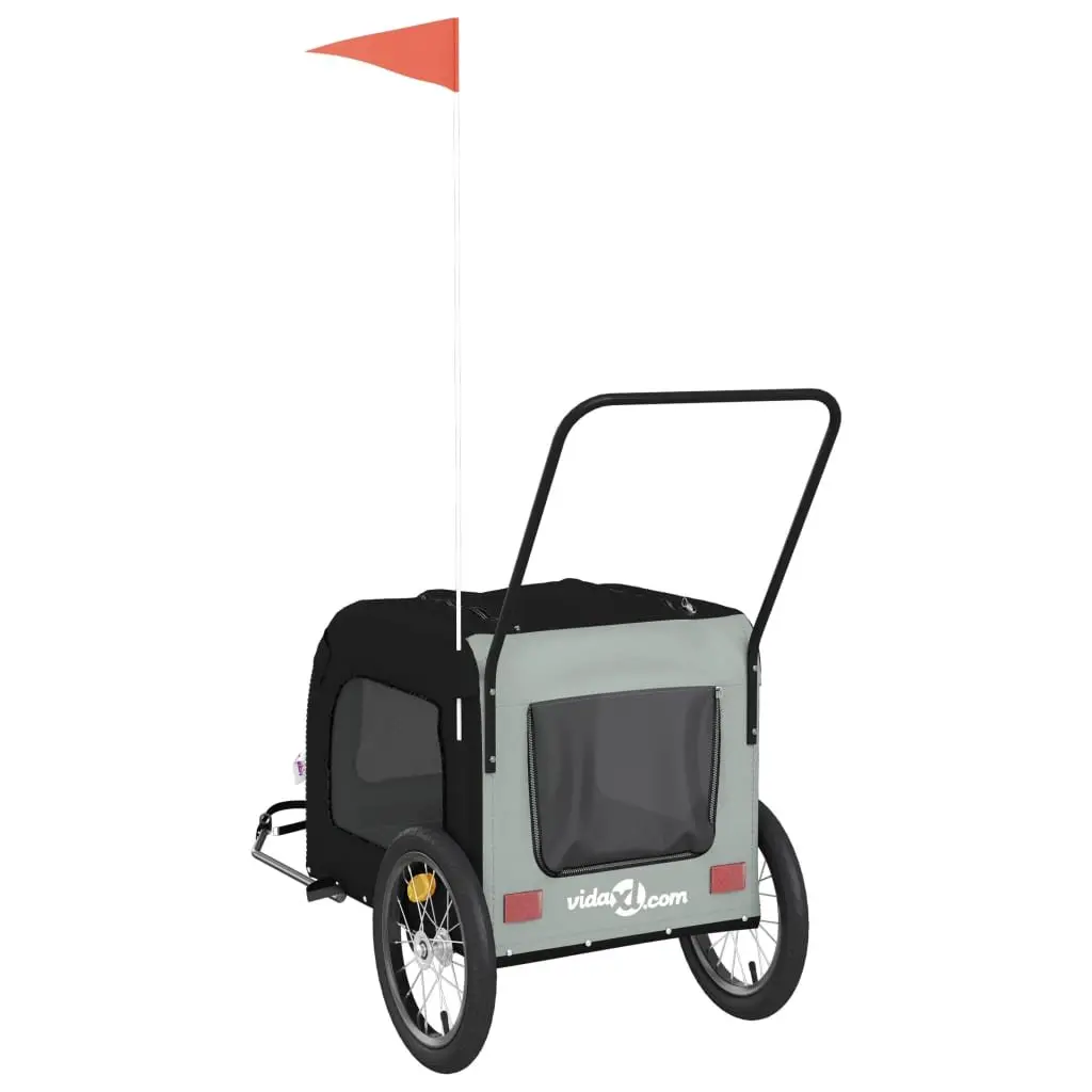 Pet Bike Trailer Sturdy Iron Frame Oxford Fabric Black for Small Dogs