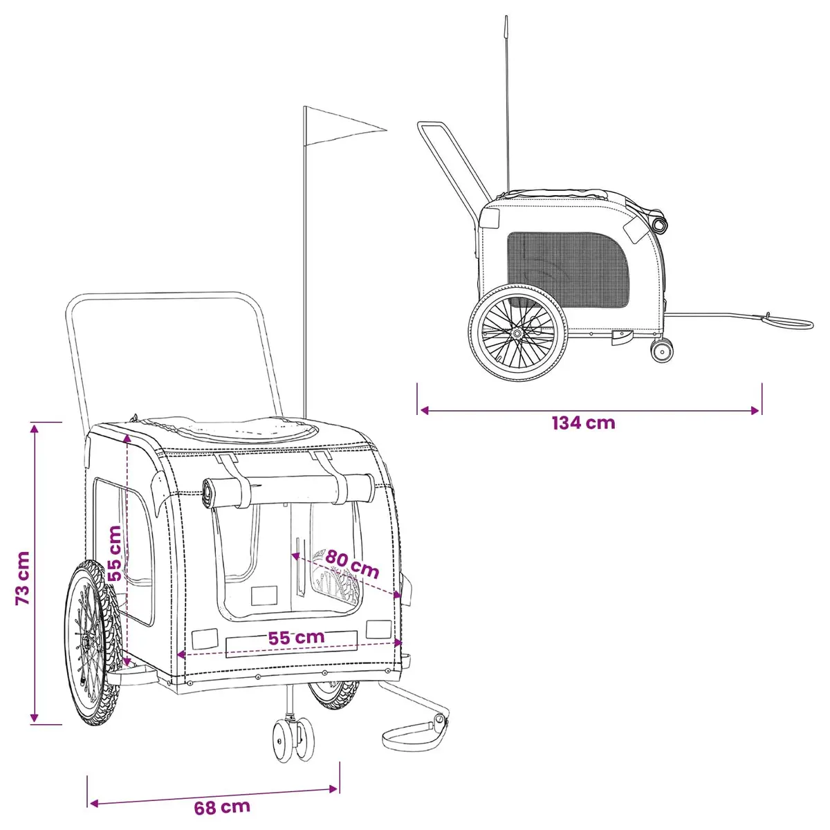 Pet Bike Trailer Bicycle Cargo Carrier Dog Cat Stroller Tow Behind Attachment