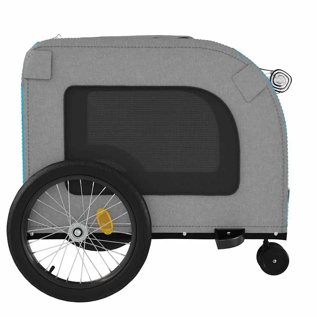 Pet Bike Trailer Oxford Fabric Iron Frame Blue Grey for Small Dogs