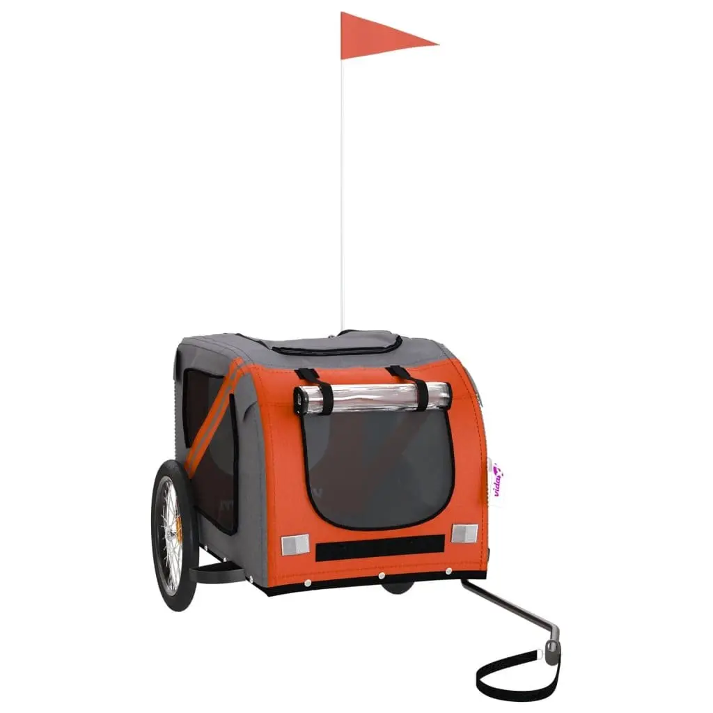 Pet Bike Trailer Orange Black Durable for Small Dogs