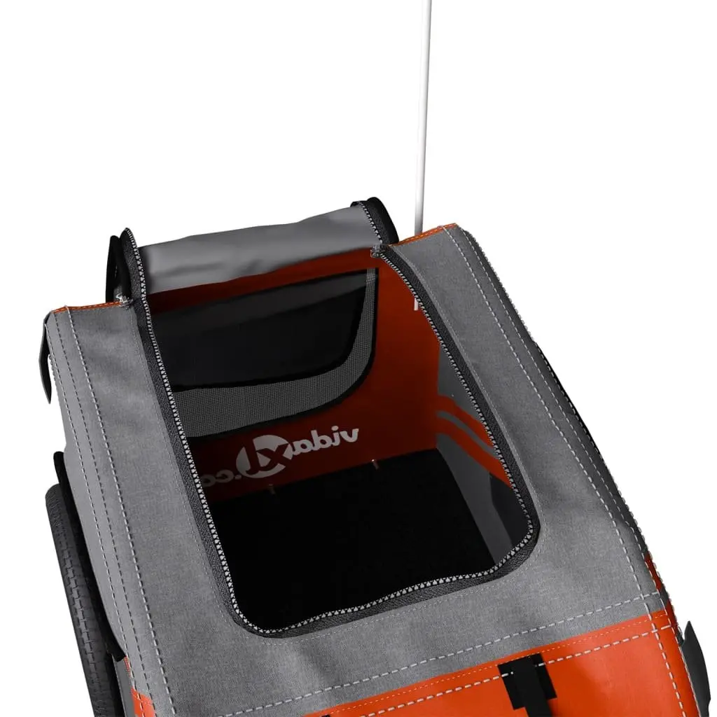 Pet Bike Trailer Orange Black Durable for Small Dogs