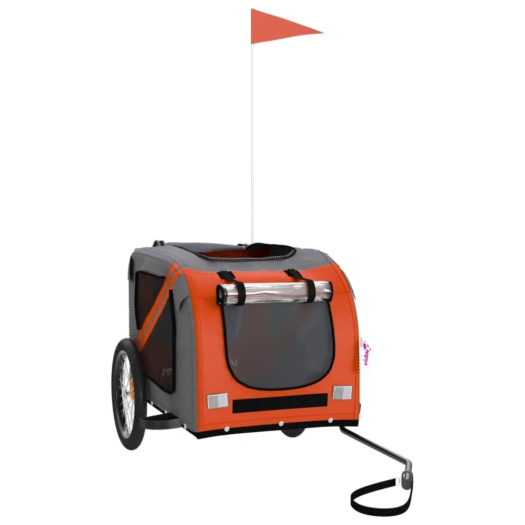 Pet Bike Trailer Orange Black Durable for Small Dogs