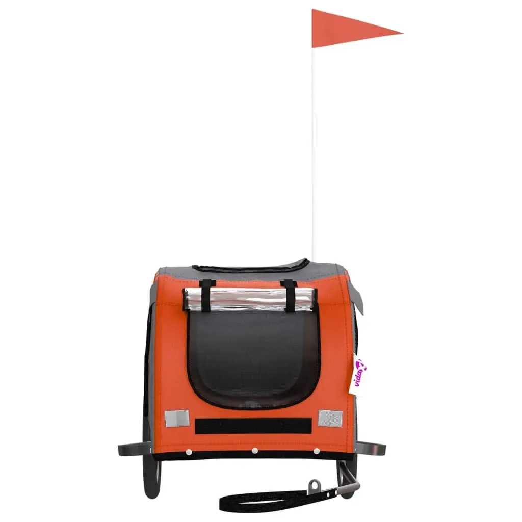 Pet Bike Trailer Orange Black Durable for Small Dogs