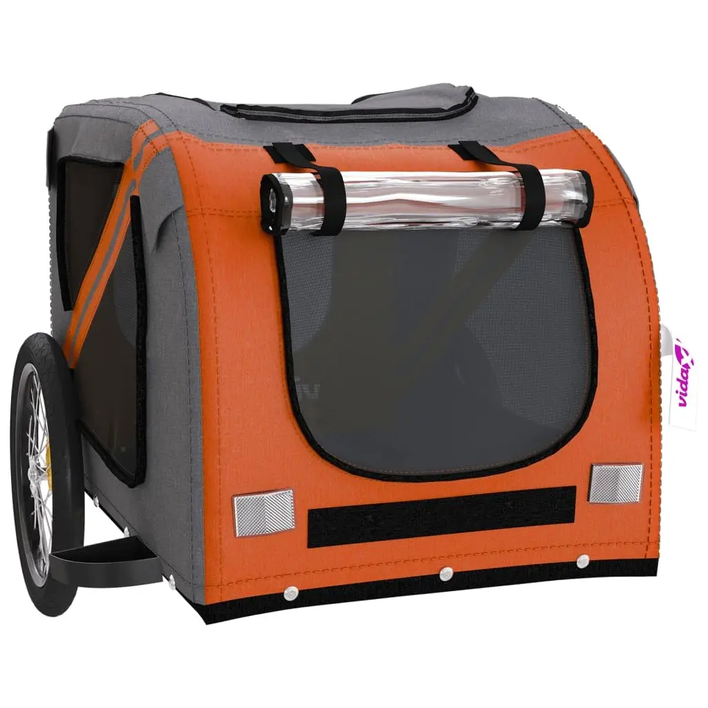 Pet Bike Trailer Orange Black Durable for Small Dogs