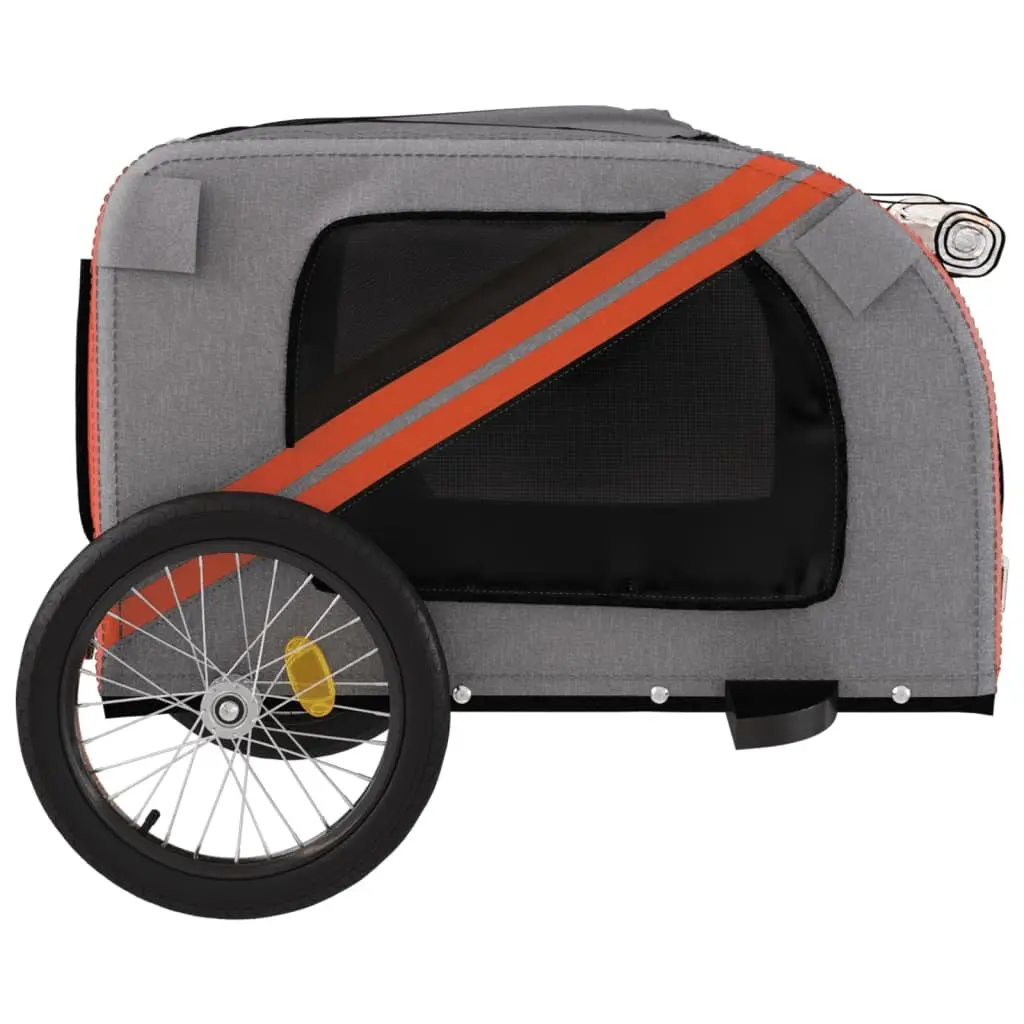 Pet Bike Trailer Orange Black Durable for Small Dogs