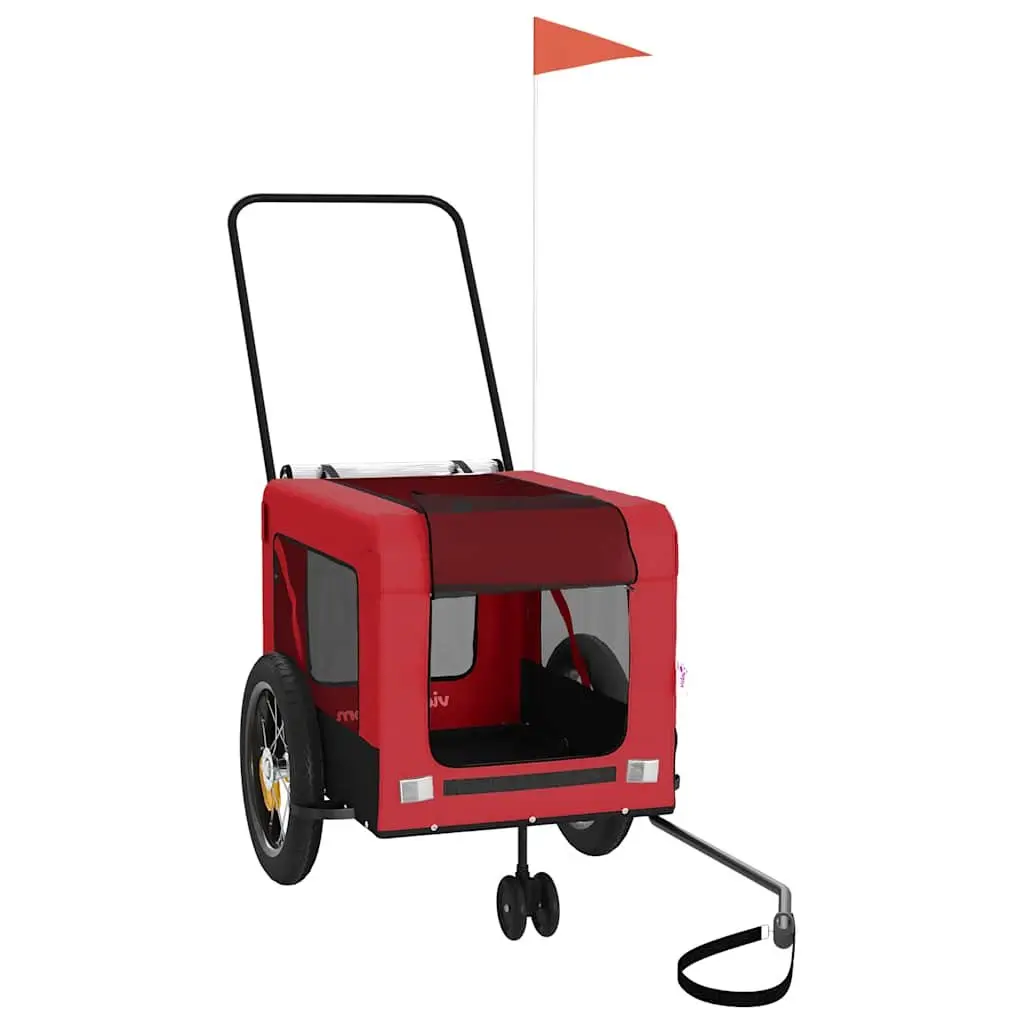 Pet Bike Trailer Red Oxford Fabric Iron Frame Small Dogs Pets Cargo Carrier