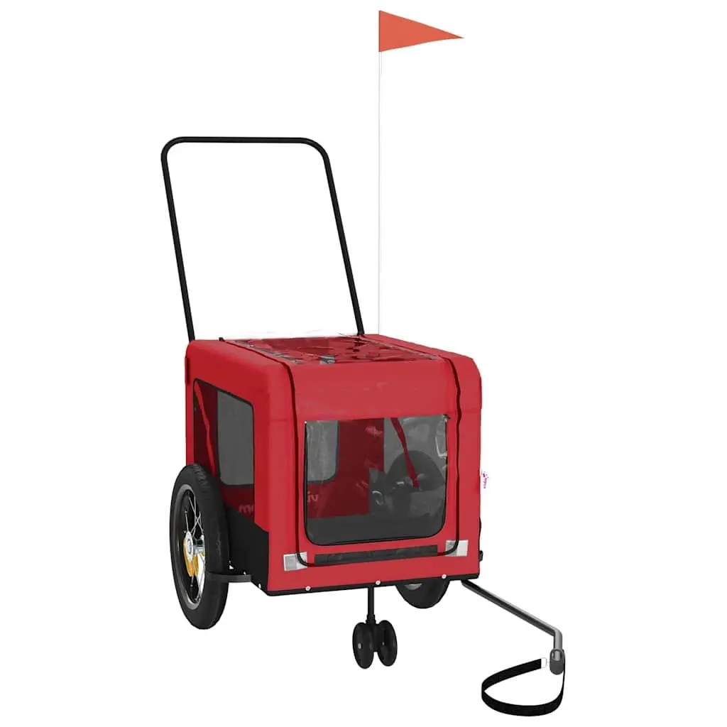 Pet Bike Trailer Red Oxford Fabric Iron Frame Small Dogs Pets Cargo Carrier