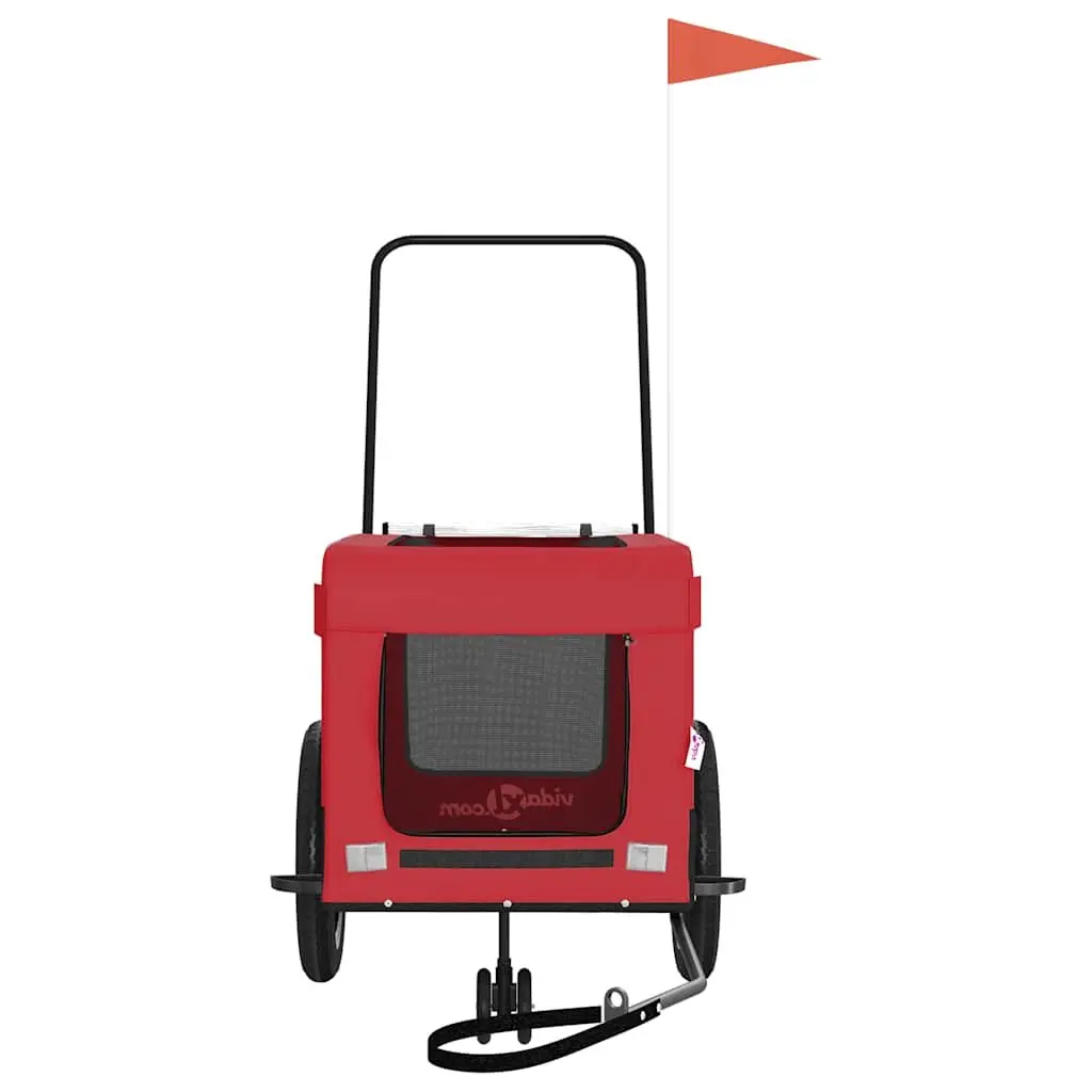 Pet Bike Trailer Red Oxford Fabric Iron Frame Small Dogs Pets Cargo Carrier