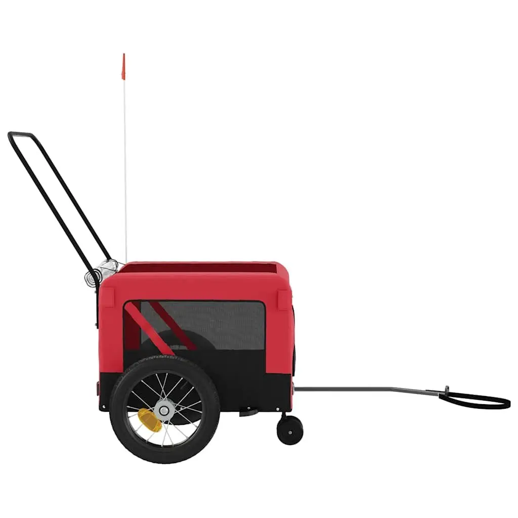 Pet Bike Trailer Red Oxford Fabric Iron Frame Small Dogs Pets Cargo Carrier