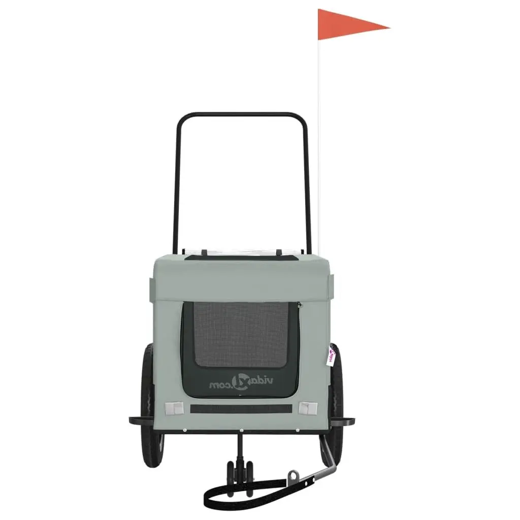Pet Bike Trailer Small Dogs Carrier with Push Bar Grey