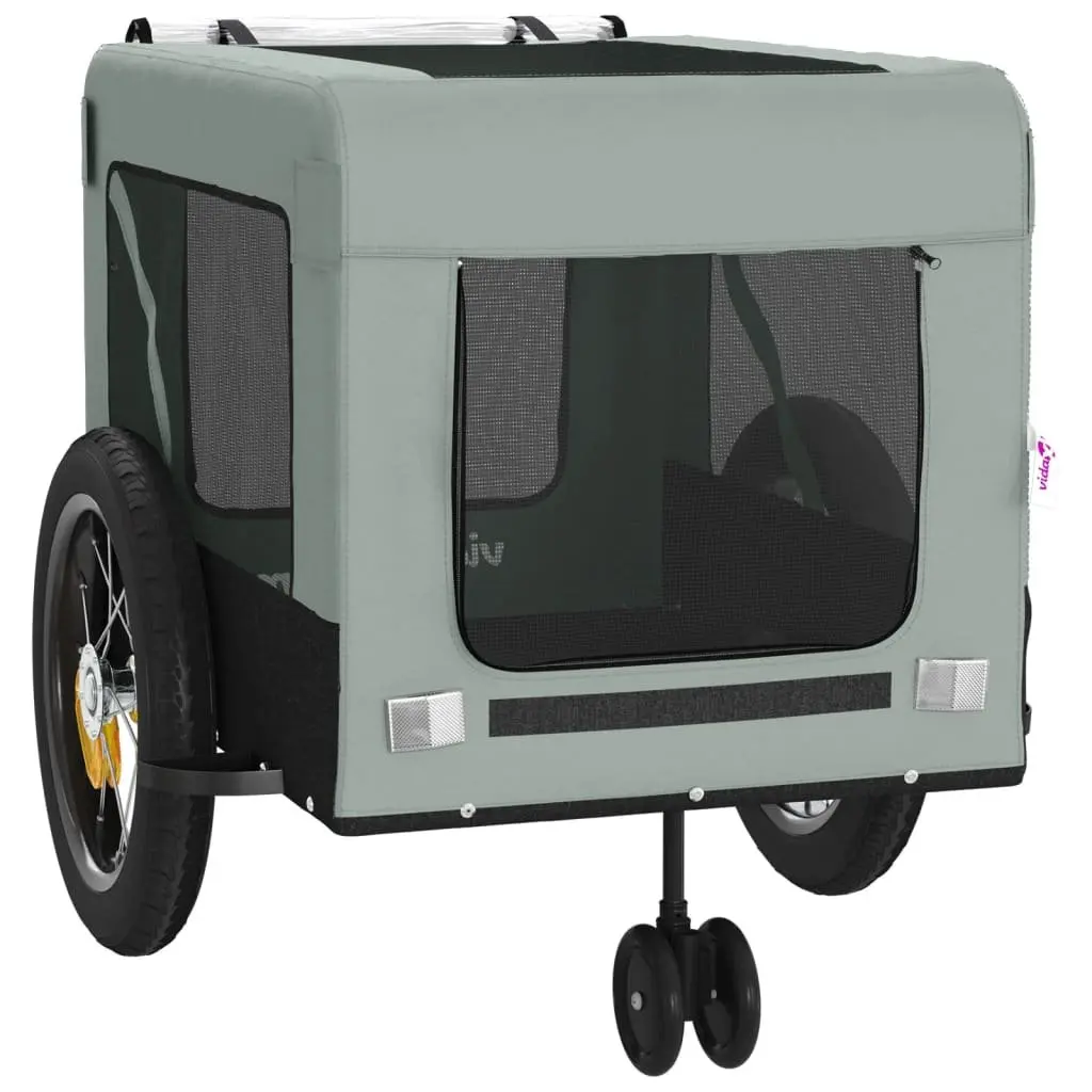 Pet Bike Trailer Small Dogs Carrier with Push Bar Grey