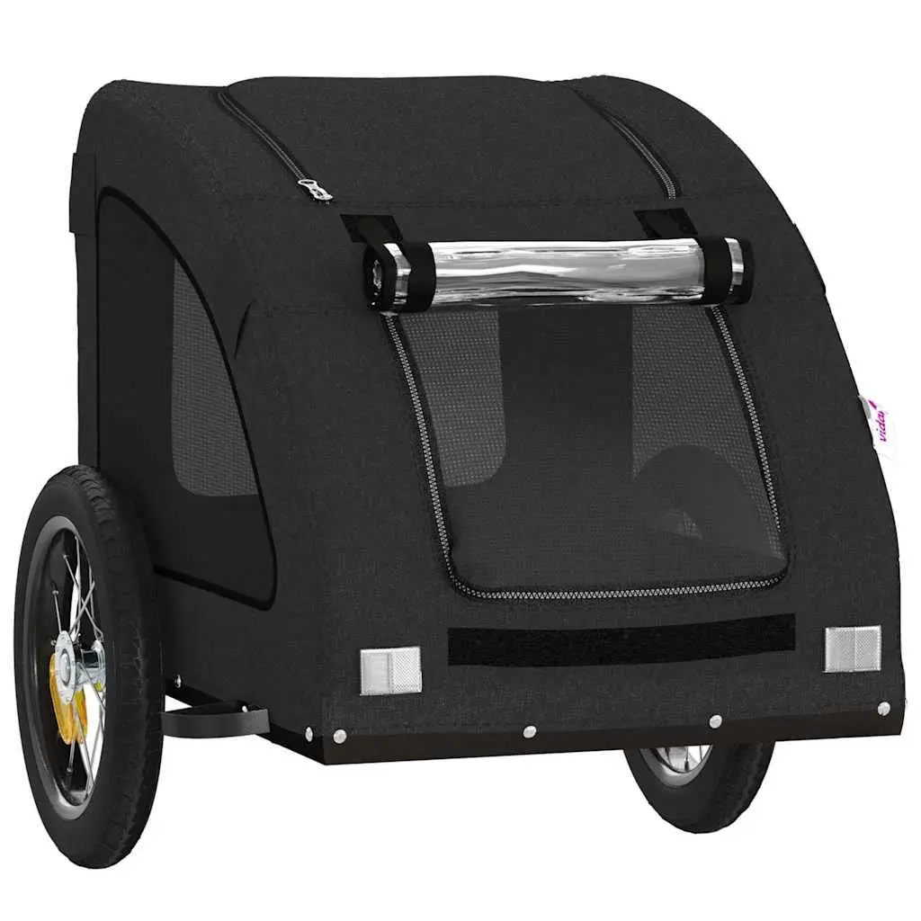 Pet Bike Trailer Black Oxford Fabric Iron Frame Small Dog