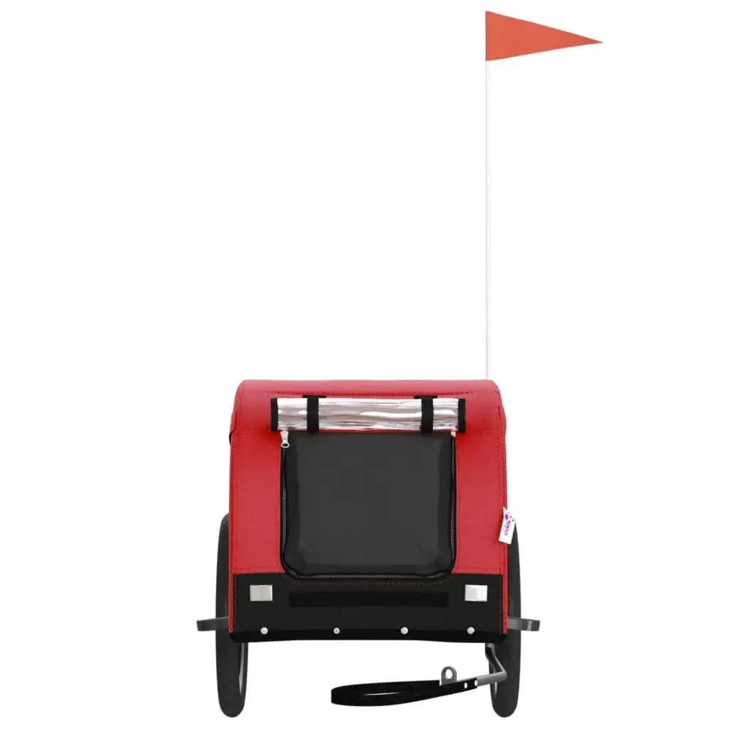 Pet Bike Trailer Red Oxford Fabric Iron Frame Small Dogs