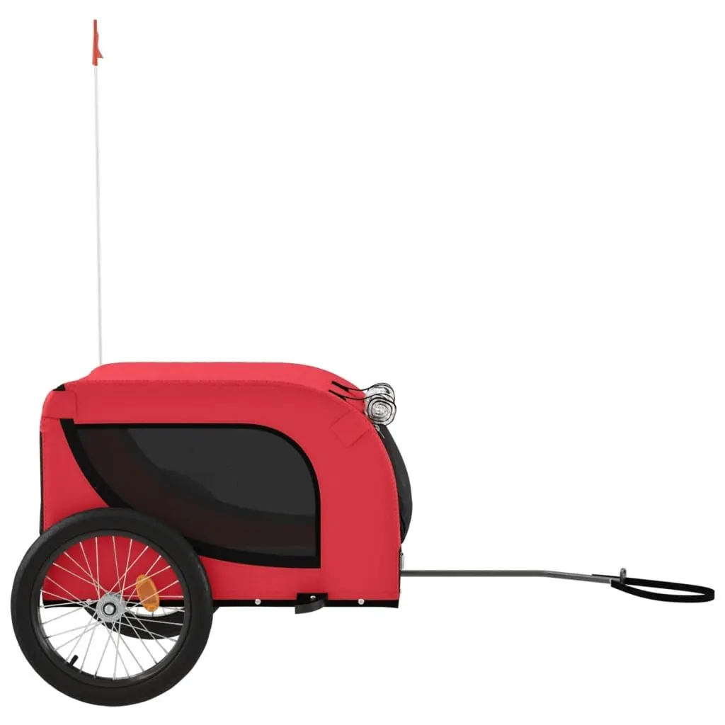 Pet Bike Trailer Red Oxford Fabric Iron Frame Small Dogs