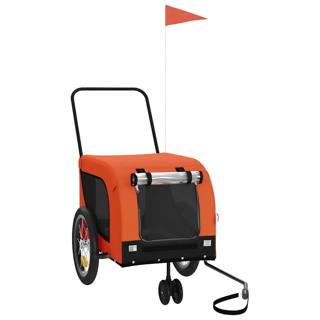 Pet Bike Trailer Orange Black Oxford Fabric Iron Frame 3 Wheel