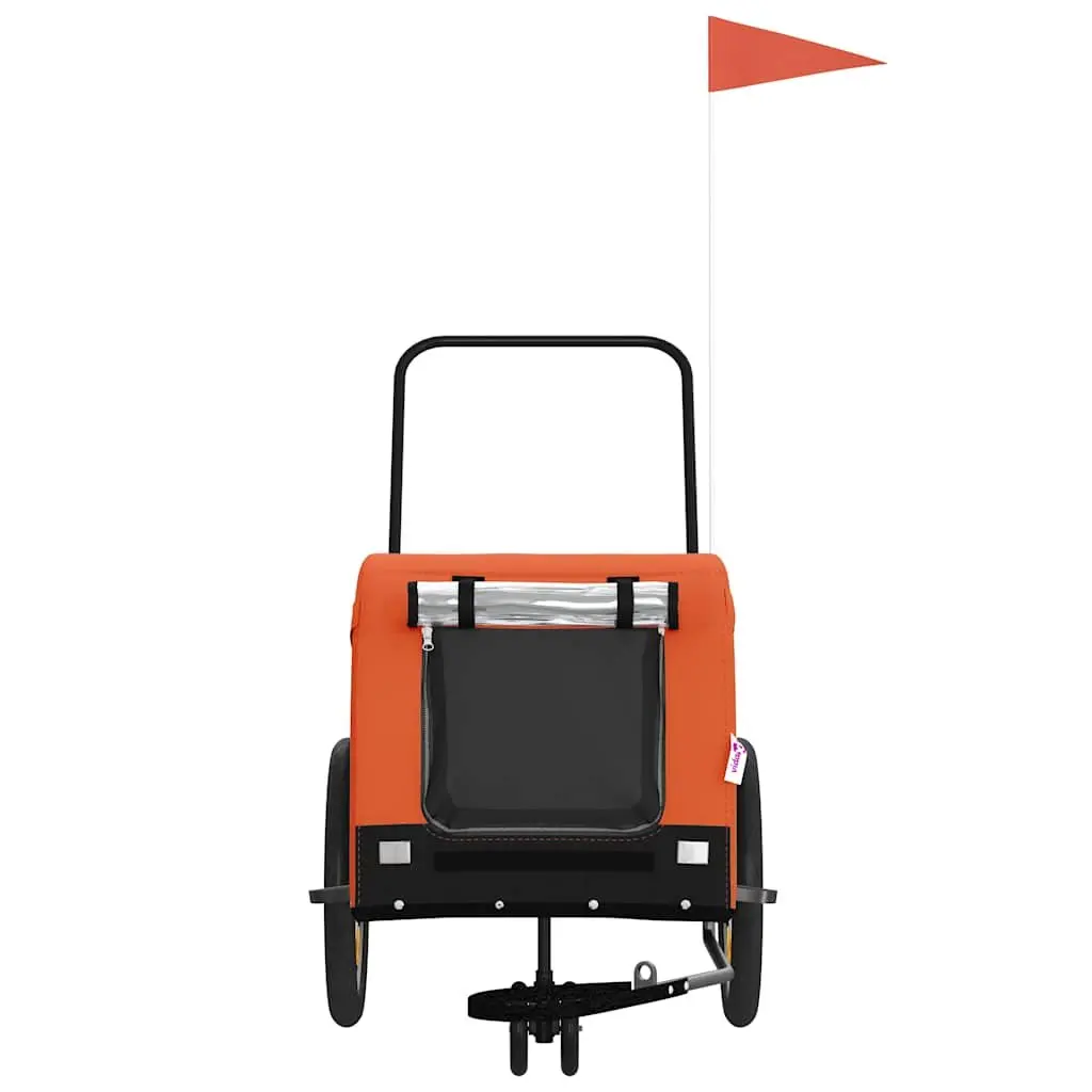 Pet Bike Trailer Orange Black Oxford Fabric Iron Frame 3 Wheel