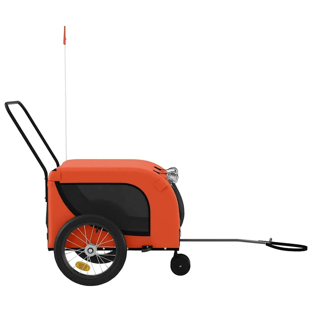 Pet Bike Trailer Orange Black Oxford Fabric Iron Frame 3 Wheel