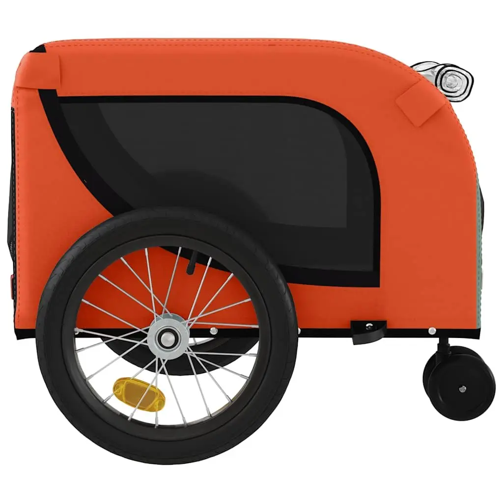 Pet Bike Trailer Orange Black Oxford Fabric Iron Frame 3 Wheel