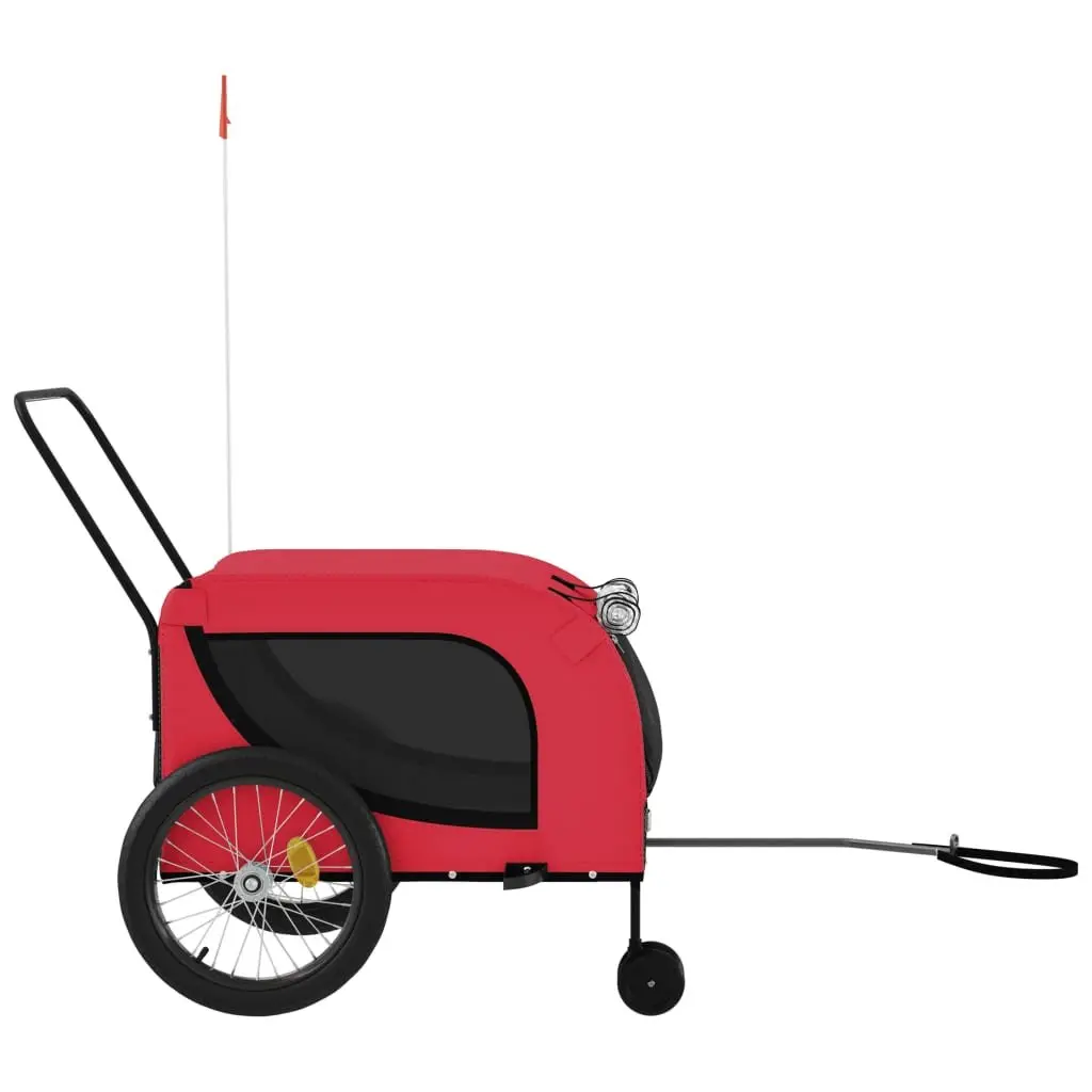 Pet Bike Trailer Red Oxford Fabric Iron Frame Small Dogs