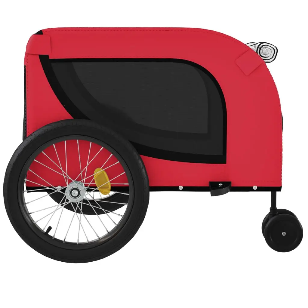 Pet Bike Trailer Red Oxford Fabric Iron Frame Small Dogs