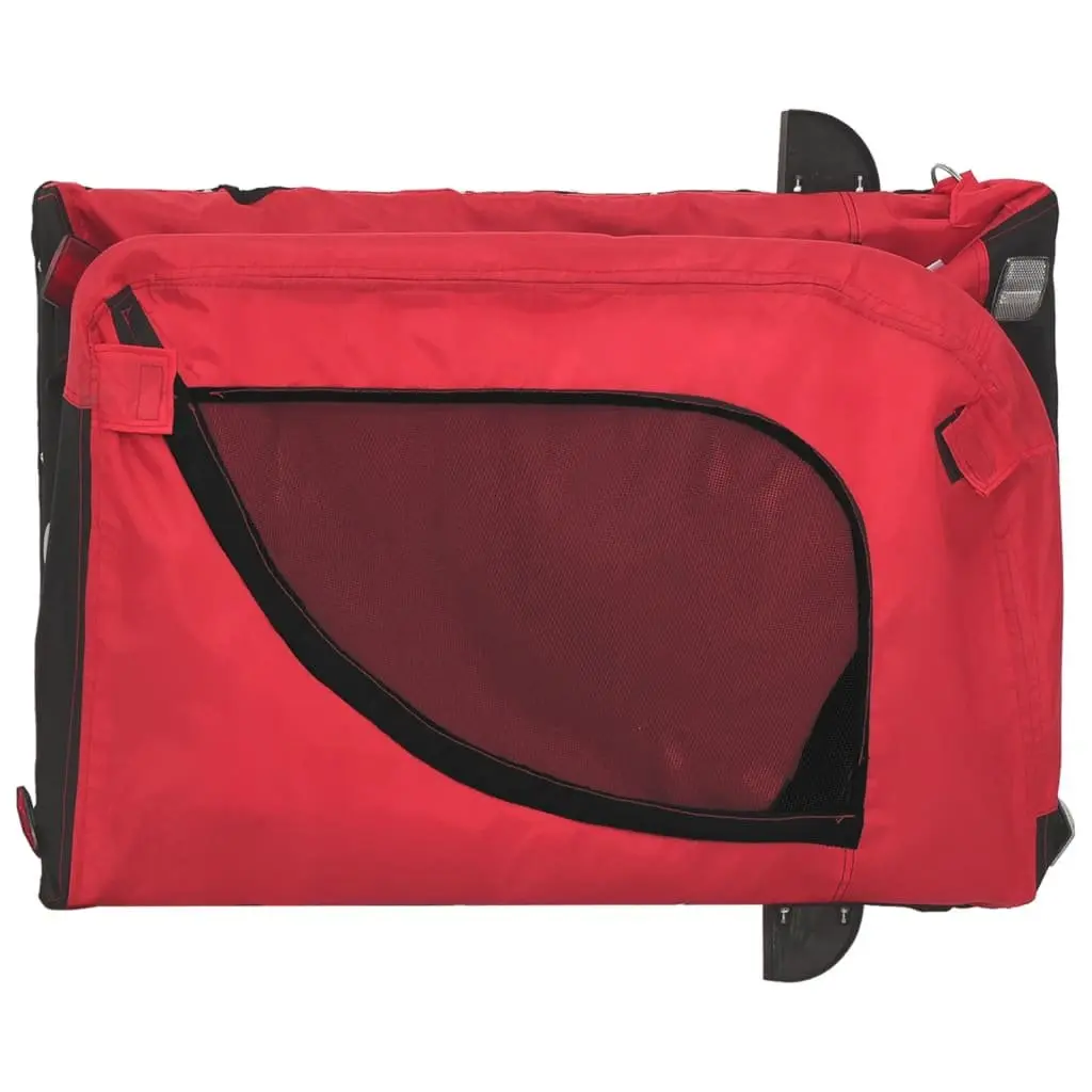 Pet Bike Trailer Red Oxford Fabric Iron Frame Small Dogs