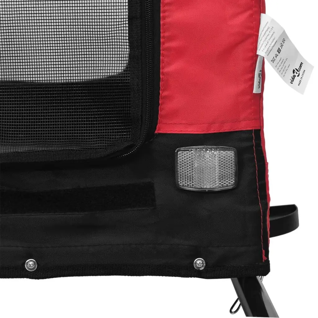 Pet Bike Trailer Red Oxford Fabric Iron Frame Small Dogs