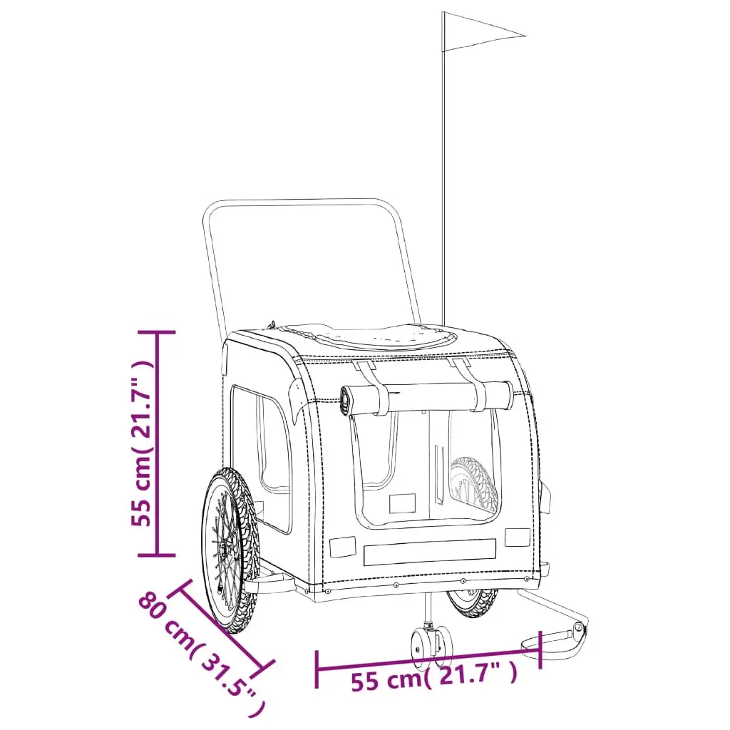 Pet Trailer Cargo Carrier Oxford Fabric Iron Frame Grey and Black for Dogs