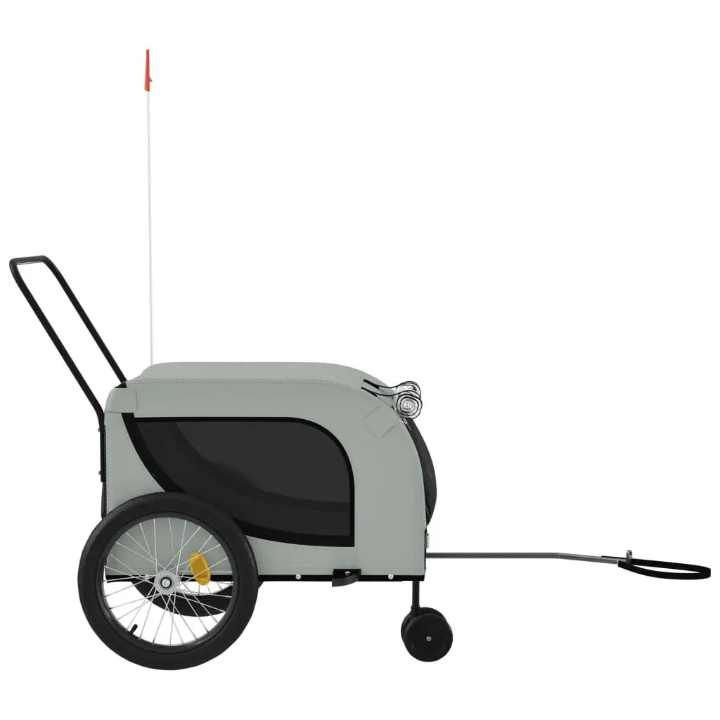 Pet Trailer Cargo Carrier Oxford Fabric Iron Frame Grey and Black for Dogs