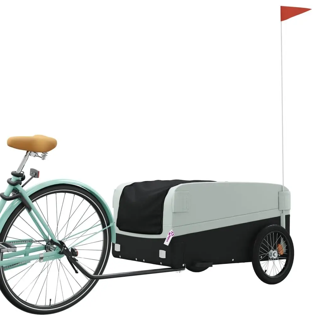 Bike Trailer Grey 45kg Load Capacity Iron Cart Bicycle Cargo Hauling Tow Bar