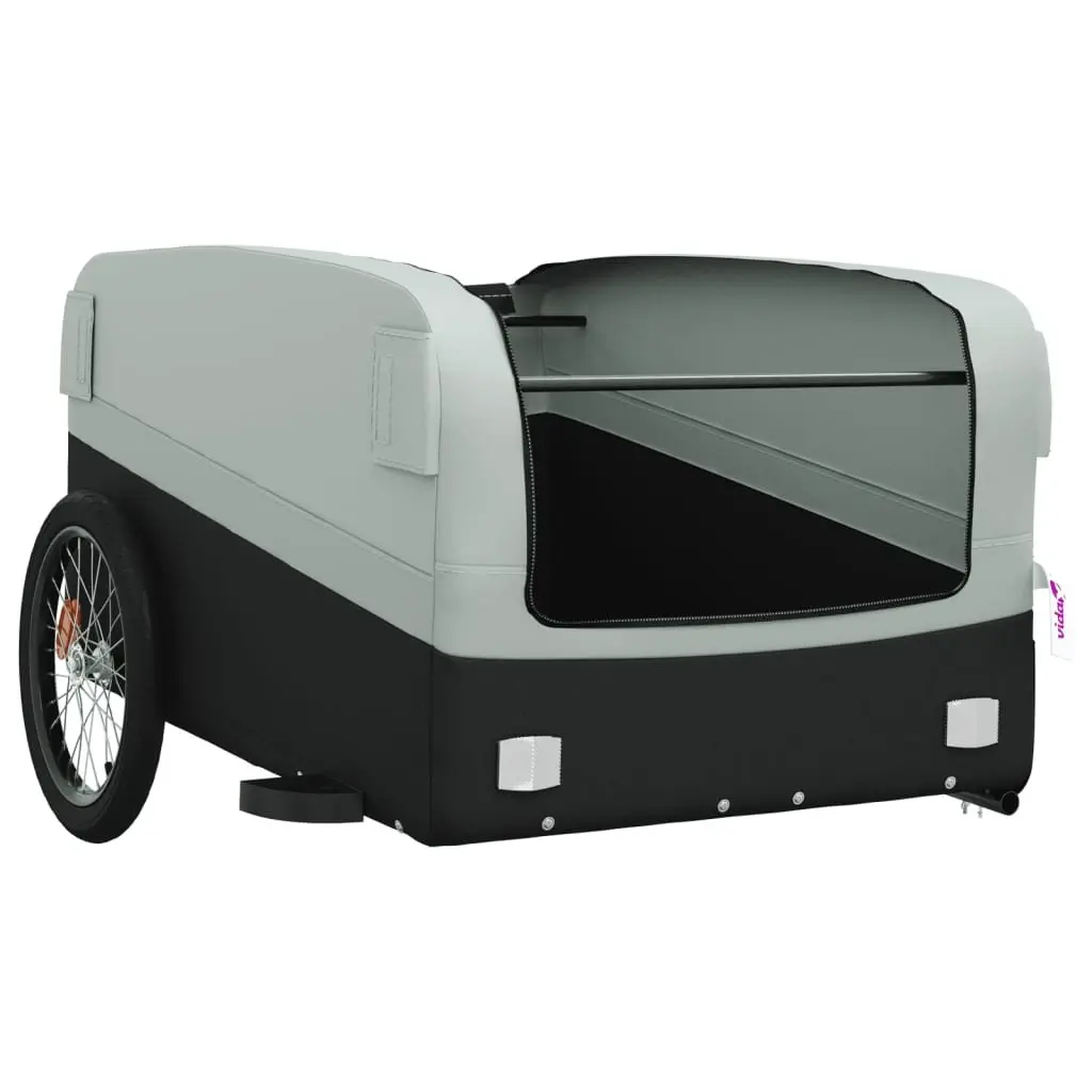 Bike Trailer Grey 45kg Load Capacity Iron Cart Bicycle Cargo Hauling Tow Bar