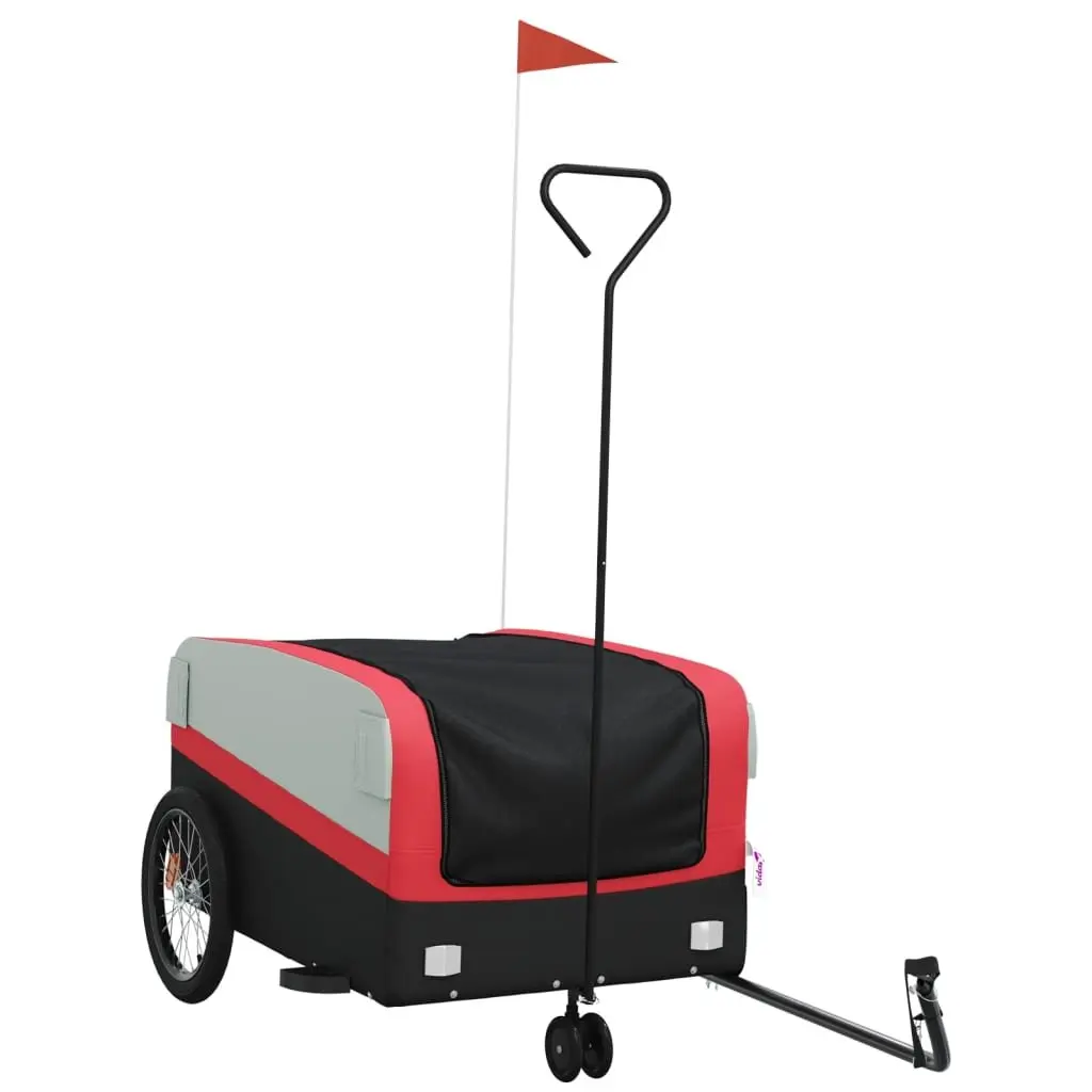 Bike Trailer Red 45 kg Load Capacity Iron Cargo Bicycle Cart Heavy Duty Tow