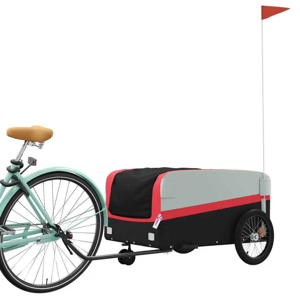 Bike Trailer Red 45 kg Load Capacity Iron Cargo Bicycle Cart Heavy Duty Tow