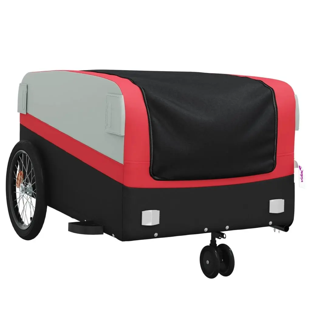 Bike Trailer Red 45 kg Load Capacity Iron Cargo Bicycle Cart Heavy Duty Tow
