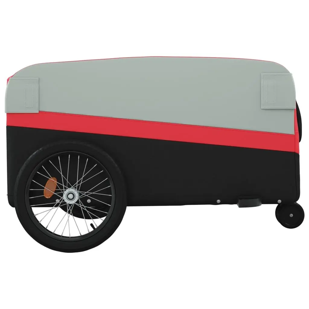 Bike Trailer Red 45 kg Load Capacity Iron Cargo Bicycle Cart Heavy Duty Tow