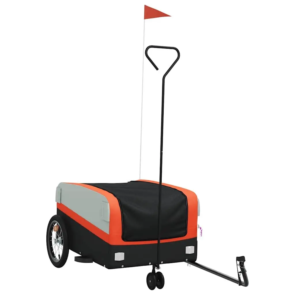 Bicycle Cargo Trailer Iron Frame 45kg Load Capacity Orange