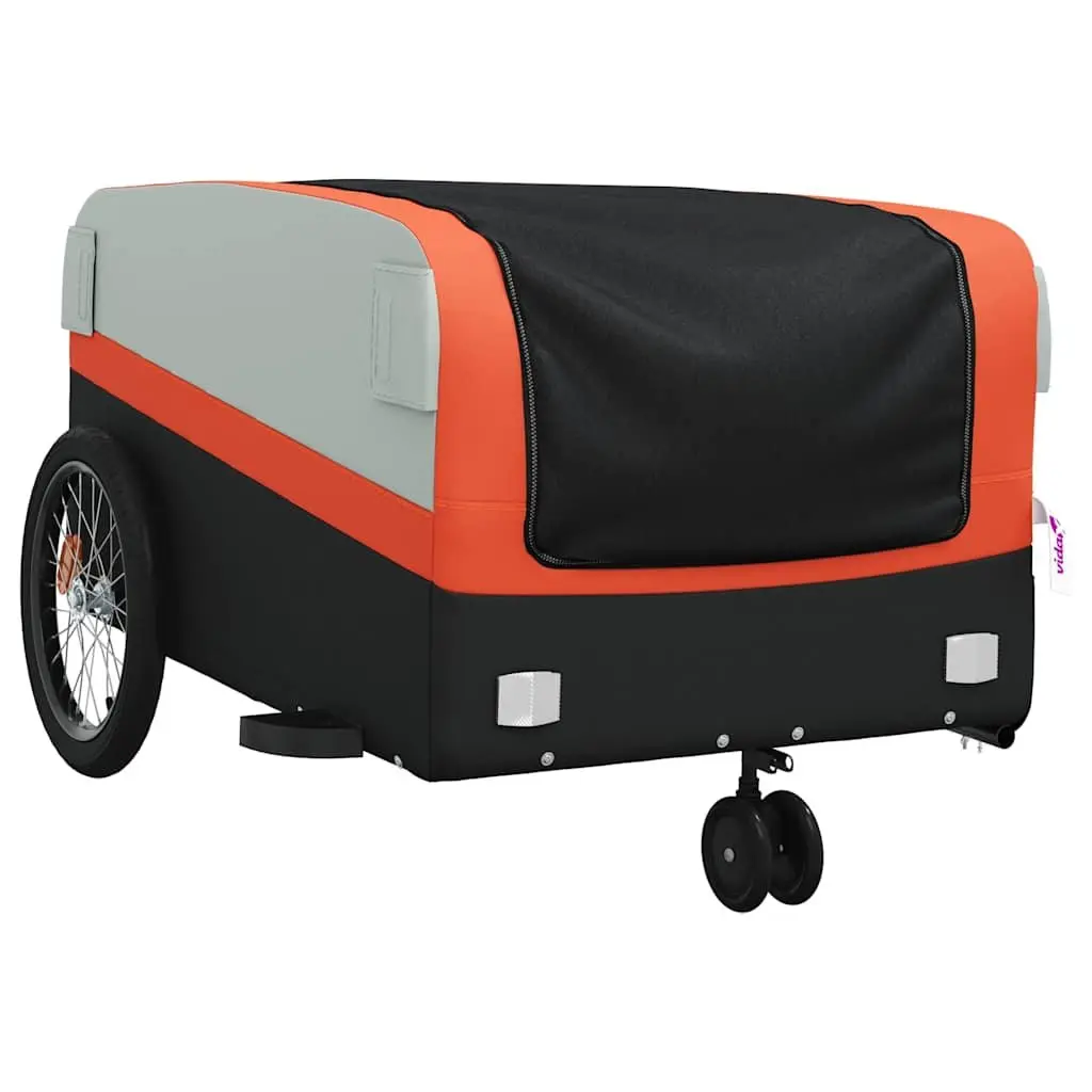 Bicycle Cargo Trailer Iron Frame 45kg Load Capacity Orange
