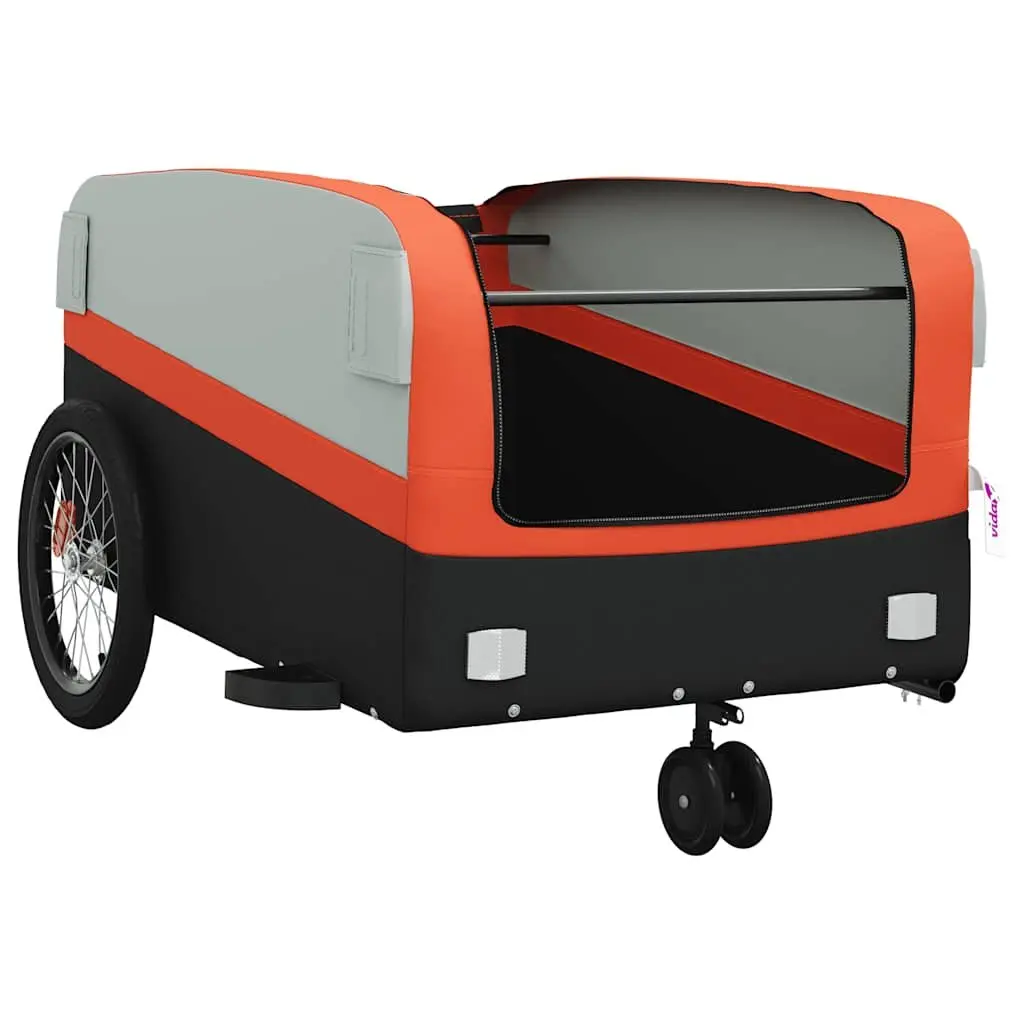 Bicycle Cargo Trailer Iron Frame 45kg Load Capacity Orange