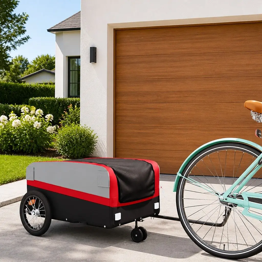 Bike Trailer Heavy Duty Iron Red 45kg Load Capacity