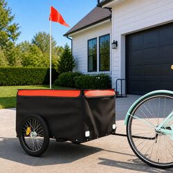 Bike Trailer Black 45kg Cargo Cart Heavy Load Bicycle Hauler Tow Bar Safety